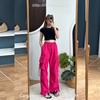 American retro quick-drying overalls women's summer high-waisted straight wide-leg streamers loose casual floor-mopping trousers trend