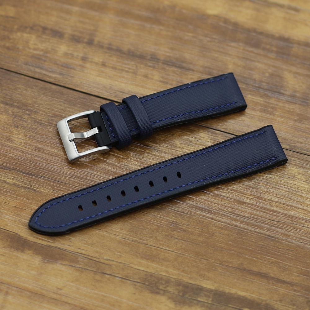 

Waterproof Sailcloth Watch Band 18mm 20mm 22mm Oxford Canvas Watch Strap Silicone Quick Release Watchband Sports Bracelet Belt 22mm синій