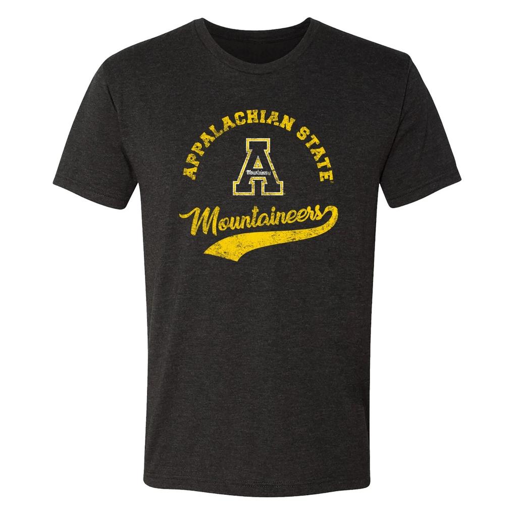 Appalachian State Mountaineers Retro Script Triblend T-Shirt - Vintage Black