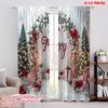 2pcs,2D Plane Printing Pattern Curtains Christmas22 (2) 100% Polyester (without Rod) Holiday Use for Bedroom, Living Room,