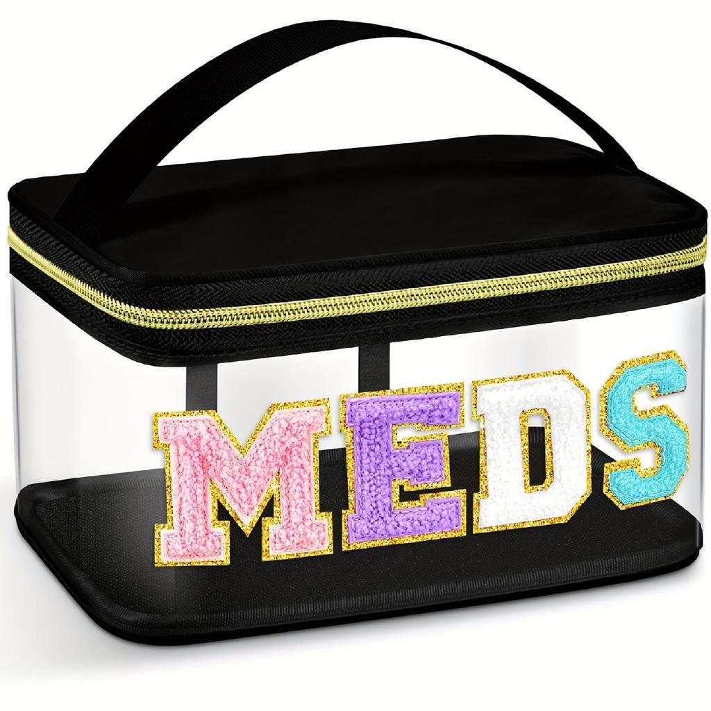 Multi-color transparent storage bag, makeup bag, travel storage bag, portable handbag, letter-embroidered toiletry bag