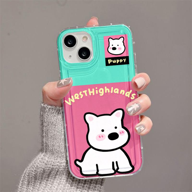 Cute cartoon puppy for iPhone17promax mobile phone case Apple 15 airbag 14/13 factory 16th generation