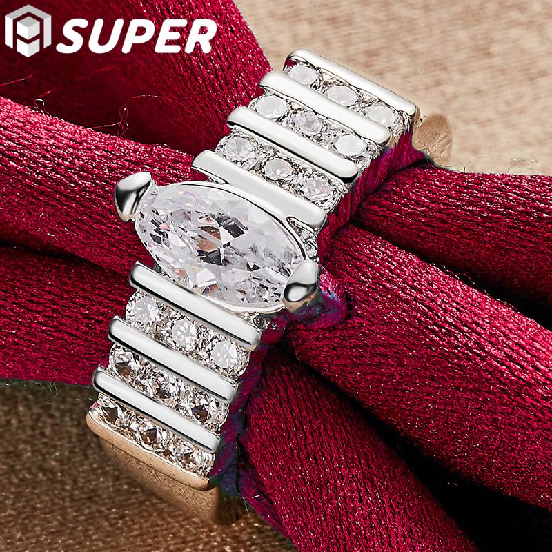 Oválny okrúhly zirkónový prsteň AAA zo striebra 925