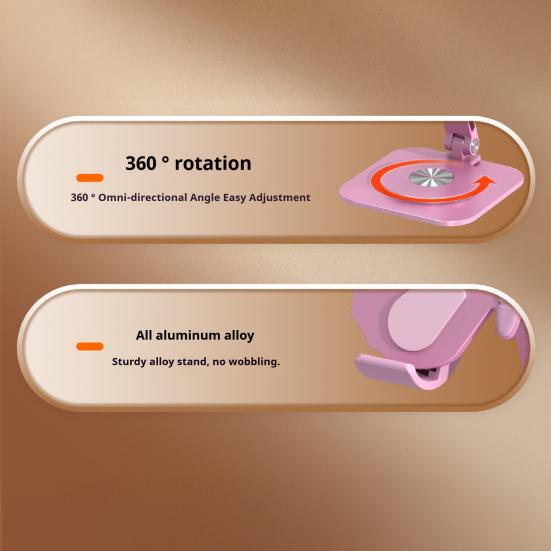 Mobile Phone Holder 360 Degrees Rotating Aluminum Alloy Desktop Stand Multi-Angle Adjustable Butterfly Design Foldable Dock for Home Office Travel