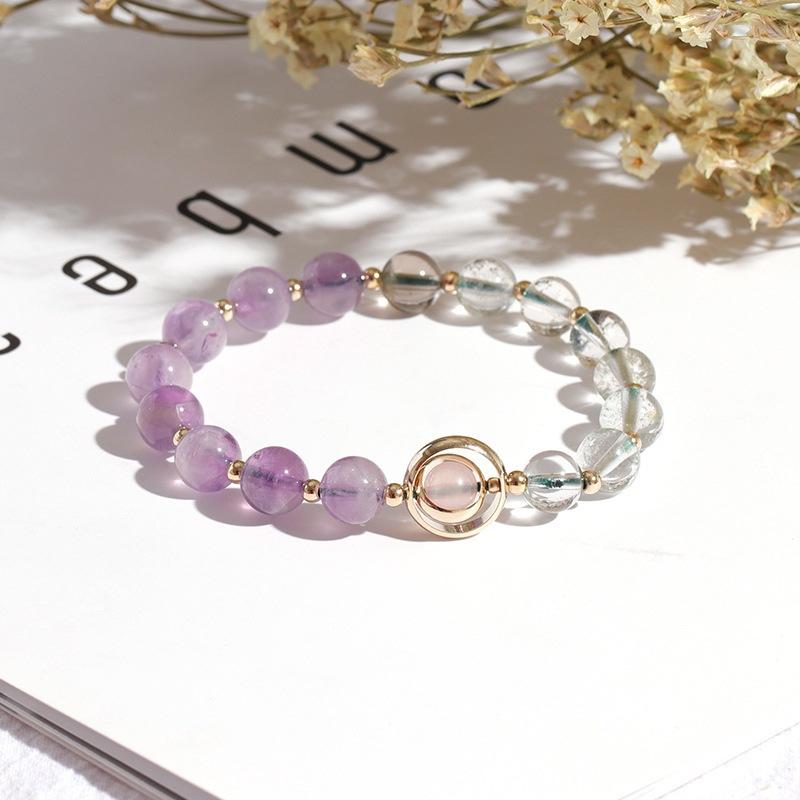 Natural Green Phantom Quartz Bracelet for Women, Fortune Bead Bracelet, Citrine Pixiu, Unique Design, Simple Crystal Bracelet