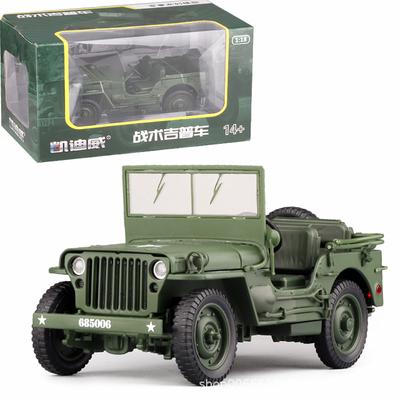 1/18 Scale Car Model Alloy Diecast Willys Jeep Military Tactics Truck Opening Hood Panels To Reveal The Engine Decoration Gift