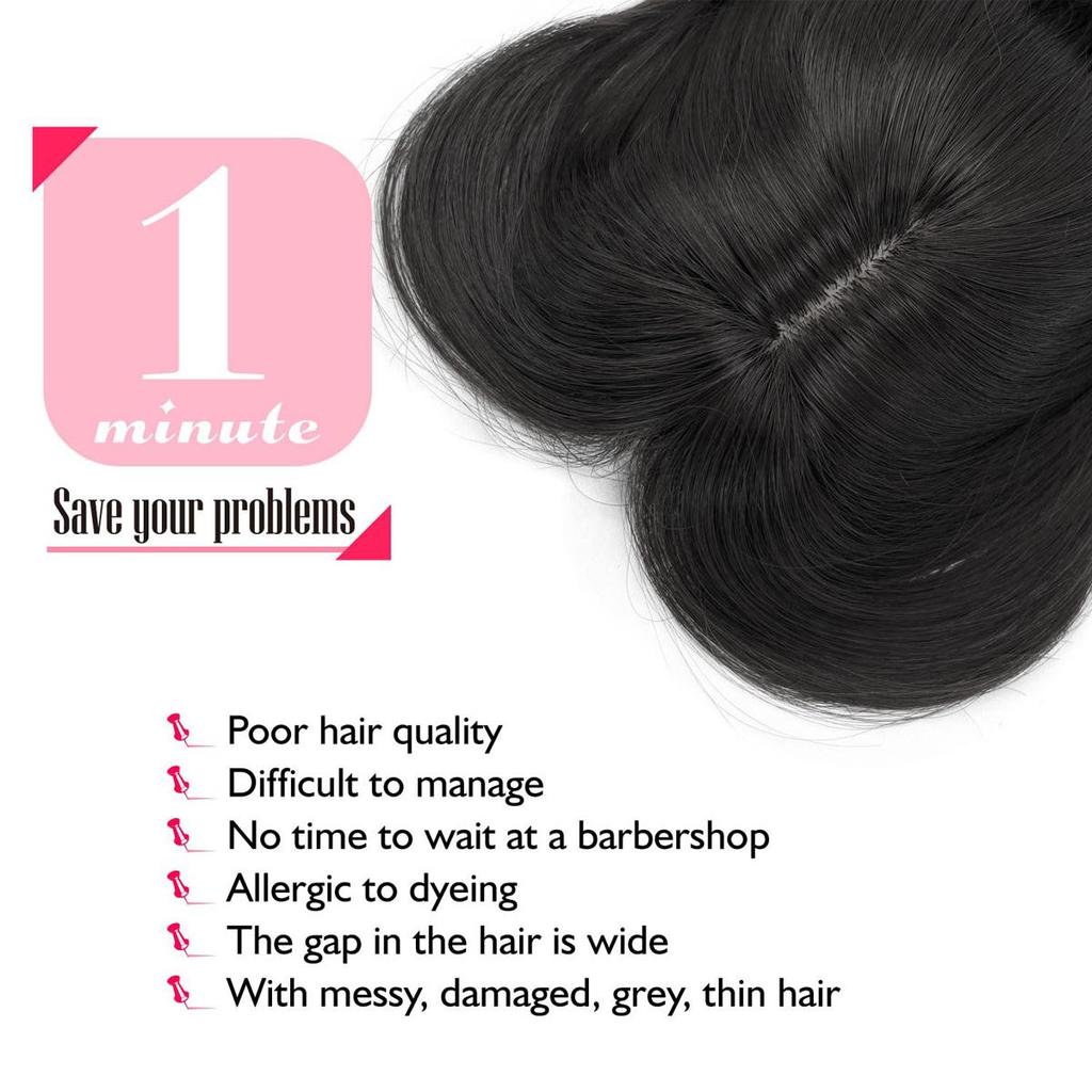 14 Inches Top Piece Clip In Synthetic Hair Toppers Hair Pieces with Bangs for Women with Thinning Hair