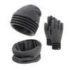 3Pcs/Set Winter Hat Scarf Gloves Set Striped Print Thickened Velvet