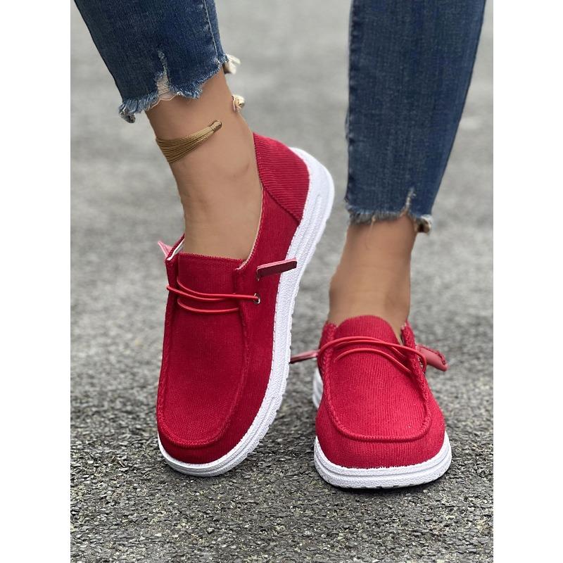 Women's Large Size Spring Lace-Up Flat Slip-On Low-Top Casual Loafers.