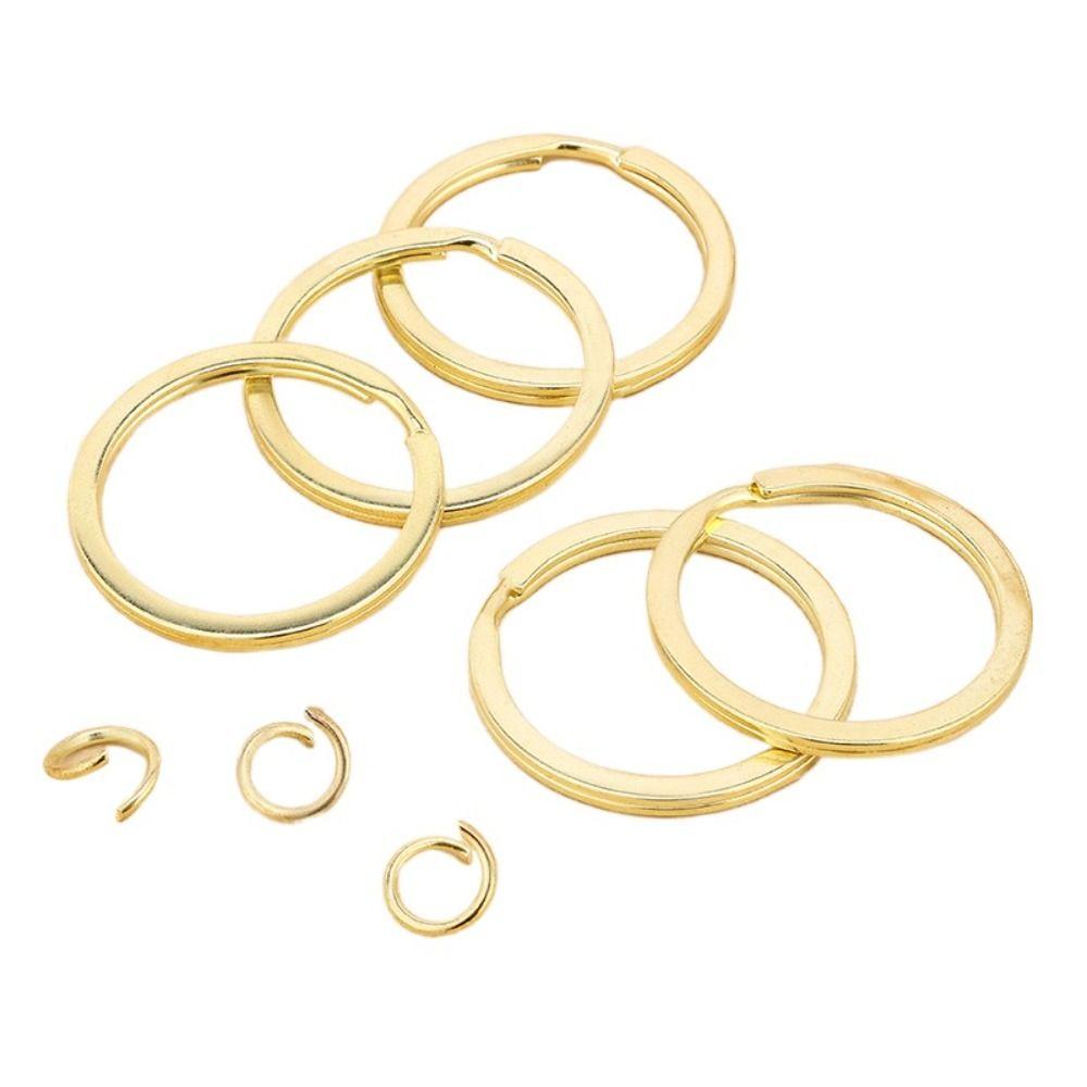 50pcs Polished Metal Keychain Rings Gold Keys Attachment Connecting Accessory Flat Key Rings  Car