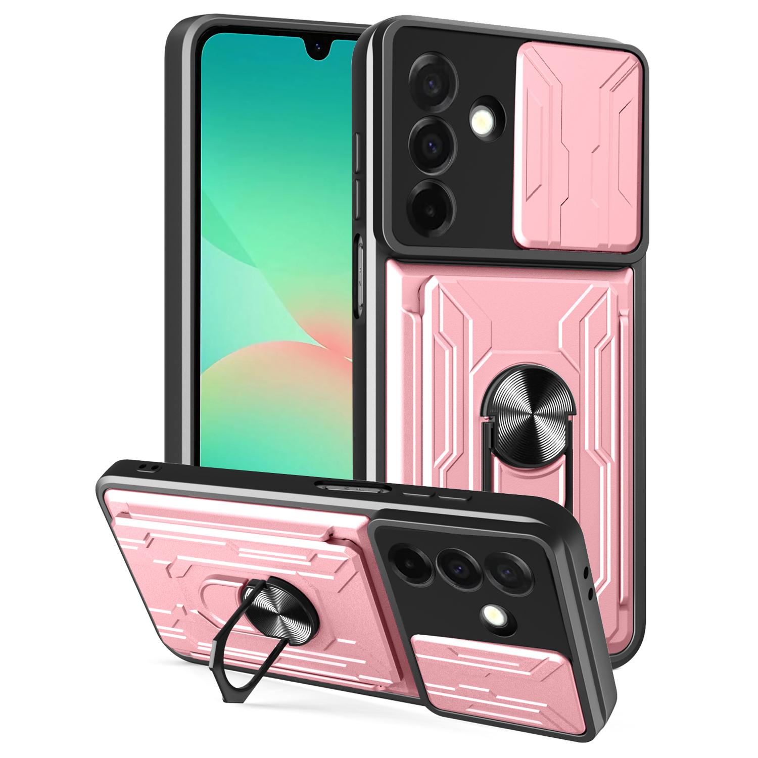 

Чохол для Samsung Galaxy A26 5G PC+TPU Підставка Задня кришка телефону зі шторкою для камери Rose Gold