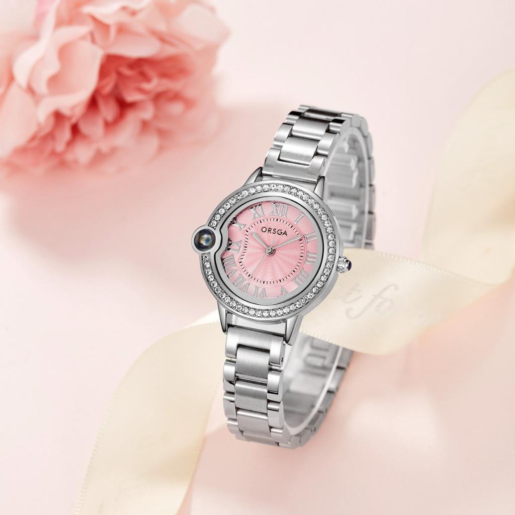 Ladies Watches Exquisite Design Stainless Steel Roman Diamond Waterproof Fashion Luxury Quartz Watch