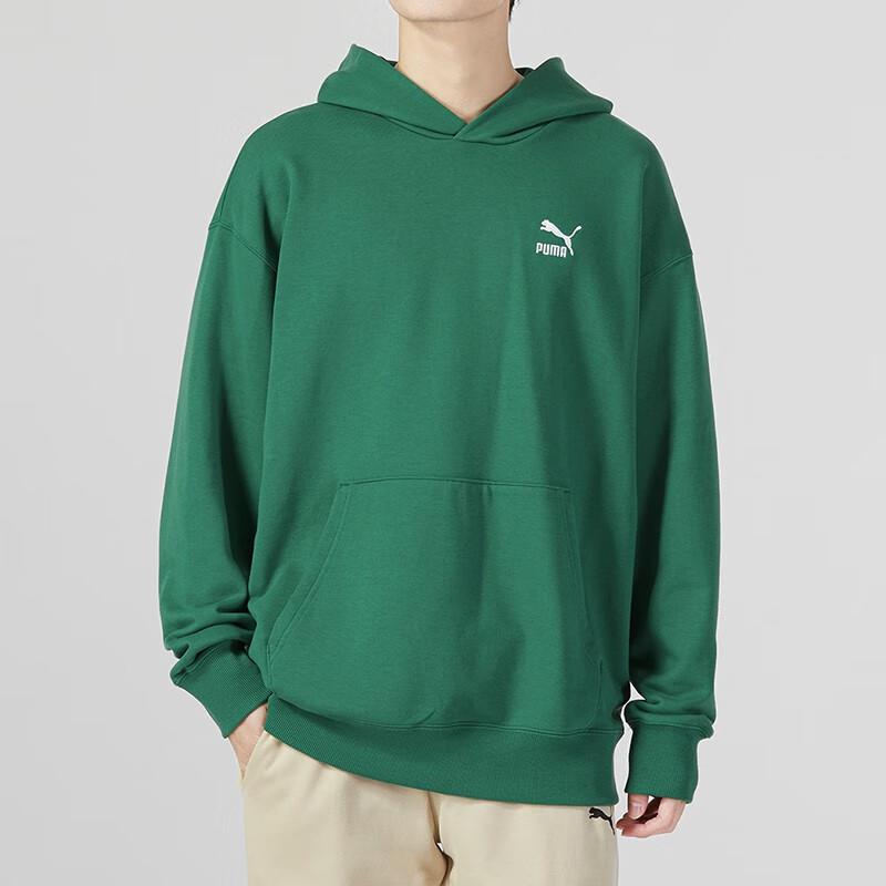 Puma Classics Relaxed Hoodie With Letter Logo Print Men Hoodies Green 537686-37