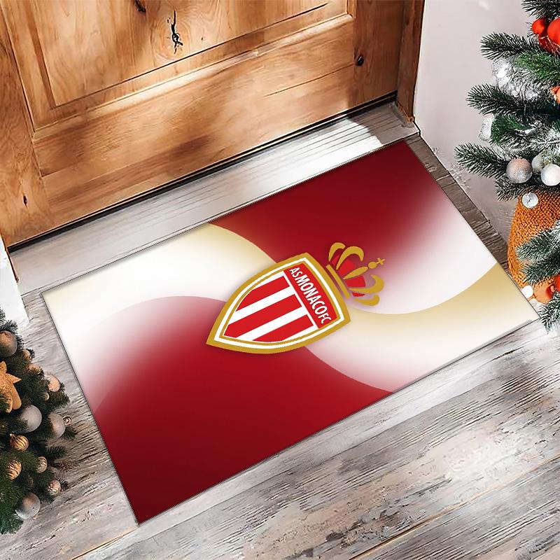 Monaco FC Soccer Football Pattern Soft Area Rug Non Slip Indoor Floor Carpet Sports Decor Mat for Bedroom