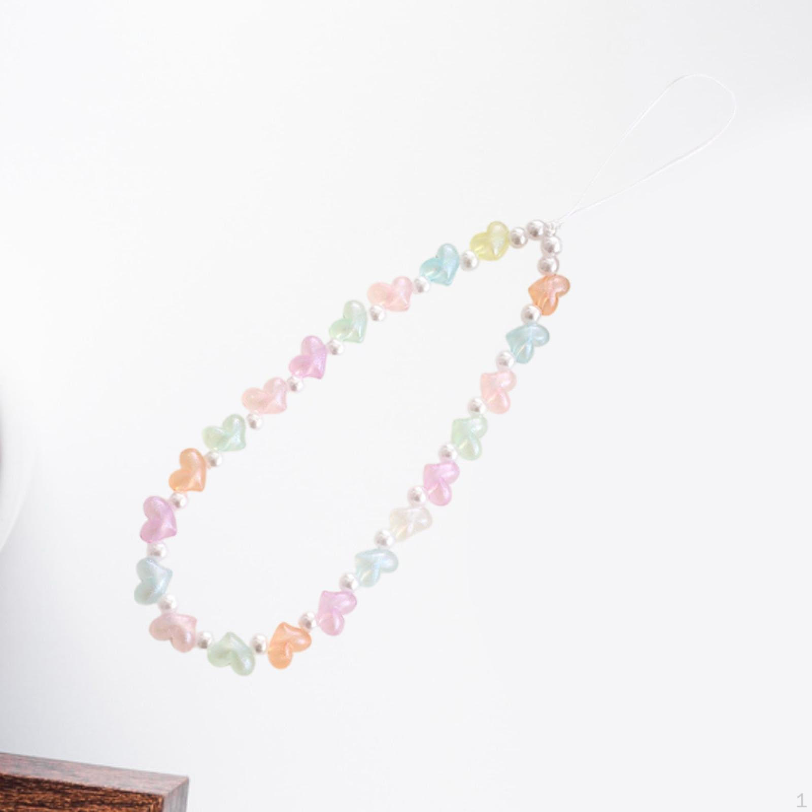 

Бусины телефон шнурок милый чехол ремешок на запястье модный декор женская сумка 23cm_Heart Beads