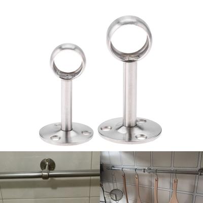 DRELD Stainless Steel Centre Bracket Wardrobe Rail Support Hanging Rail Rod Pole Socket End Support Bracket Holder 19mm 25mm Dia