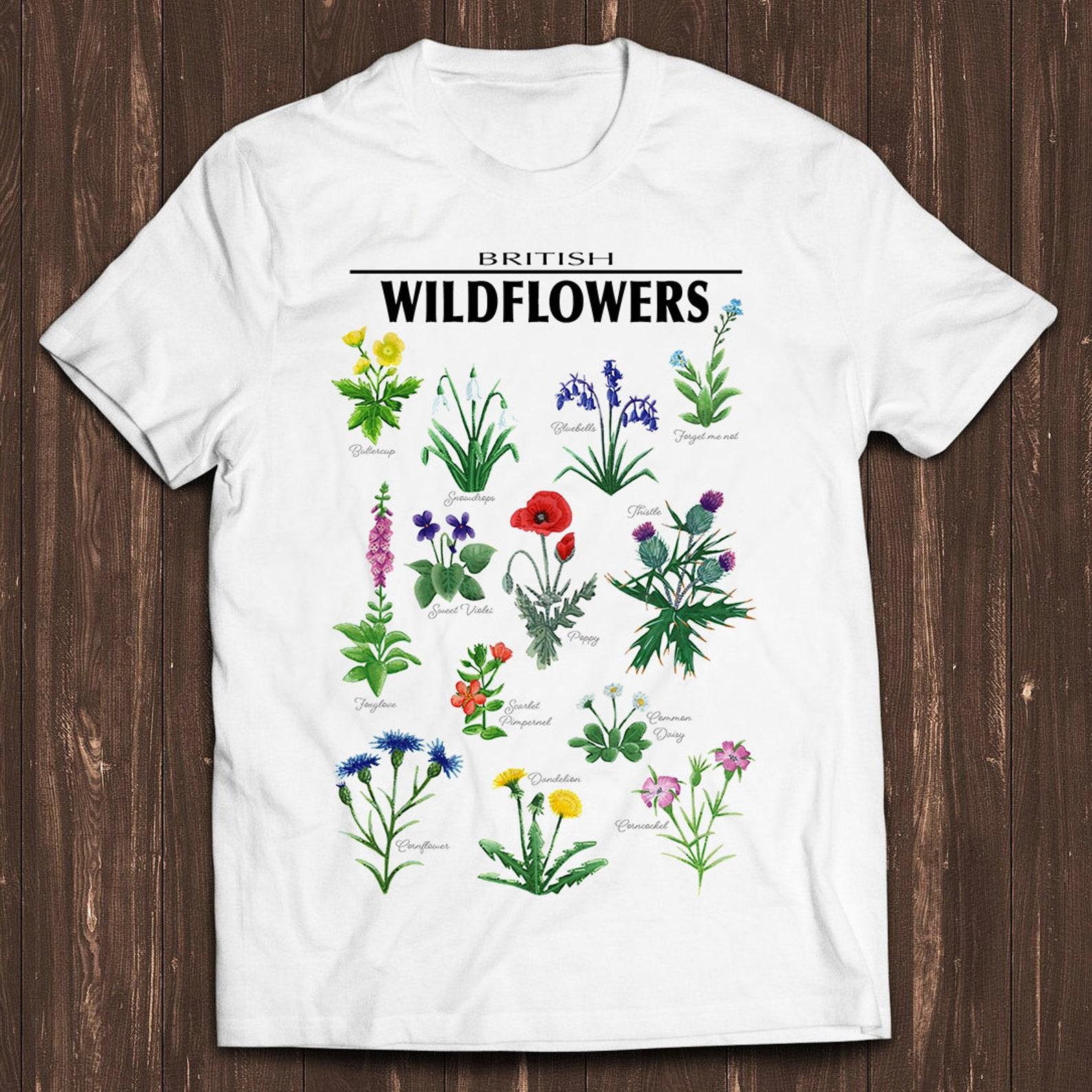 Wildflower Botanical Plant Flowers Fleur British Flower Variations Retro Film Gamer Cult Meme Movie Music Cool Gift Tee T Shirt C7258 2XL
