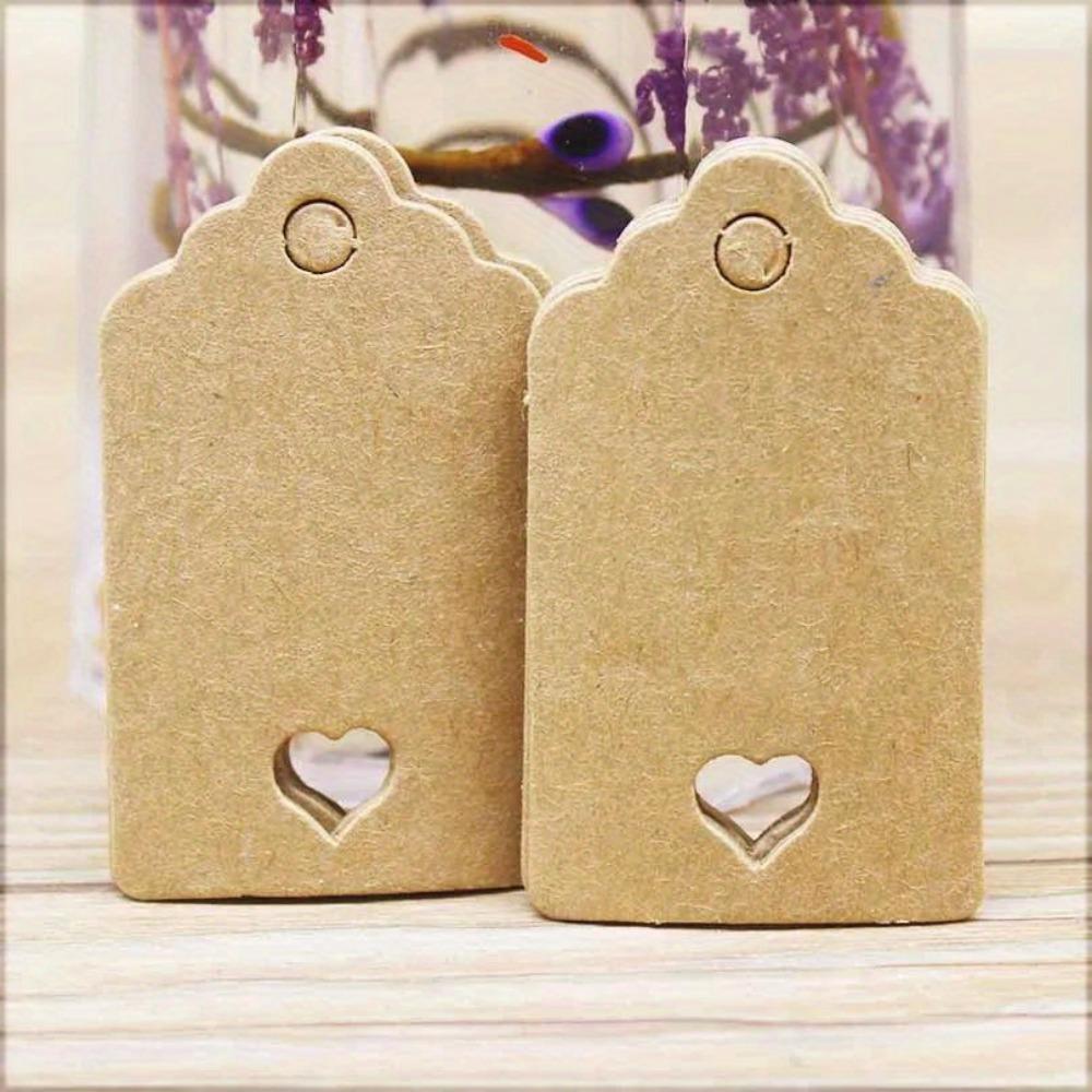 100 ks Kraftových papírových visaček Ručně vyrobeno s láskou Závěsné visačky Oděvní visačky na Cukroví/Dárek/Sušenky Výstavní Balicí Štítek Karta