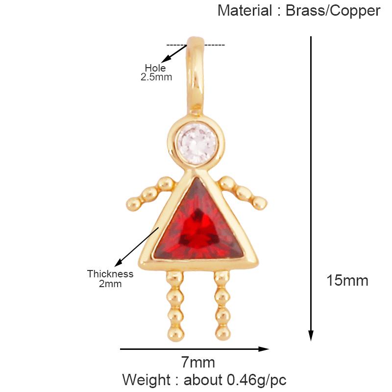 

Trendy Love Boy Girl Birthstone Cubic Zirconia Charm Pendant,Real Gold Necklace Bracelet for DIY Handmade Jewelry Supply S04