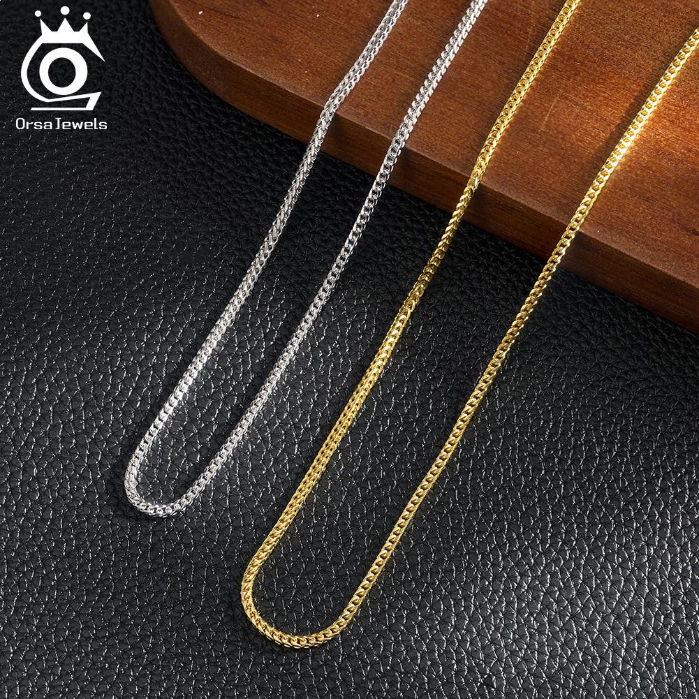 ORSA JEWELS 925 Sterling Silver 2mm Franco Link Chain Necklace for Women Vintage Italian Silver Dainty Jewelry Accessories SC92