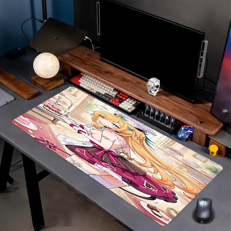 Genshin Impact Druck Mauspads, Anti-Rutsch Desktop Tastaturmatte, für PC Laptop Gaming Arbeiten Tägliche Nutzung, Cooles Festival Überraschungsgeschenk