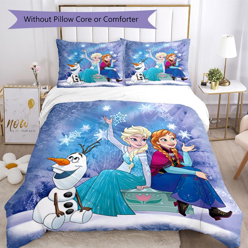 3pcs Elsa Bedding Set Duvet Cover Closure Includes 1 Duvet Cover & 2 Pillowcases, Soft and Comfortable for All Seasons.