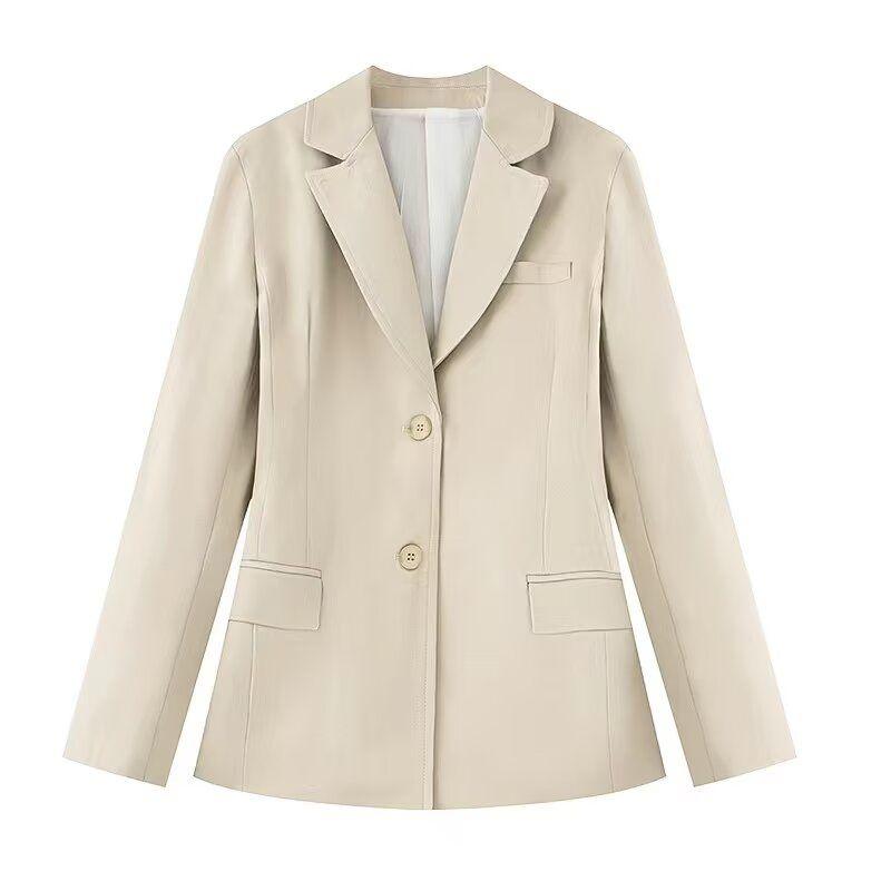 

Spring New Women s Clothing Waist-Tight Thin Band Padded Shoulder Silm Suit Outwear 8805707 8805797 Apricot color L