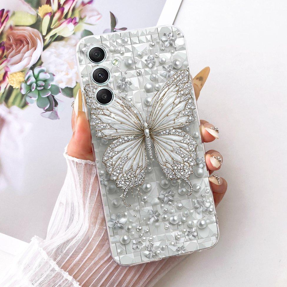 Clear For Samsung A35 5G Case Cute Cat Fashion Butterfly Funny Painted Cover For Samsung Galaxy A35 5G SM-A356E SM-A356B Casing