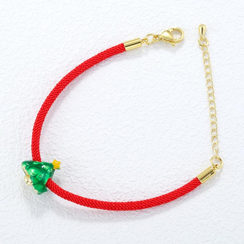Sweet And Cute Colorful Woven Christmas Tree Snowman Bear Hand Rope Wind Christmas Bracelet Vl717