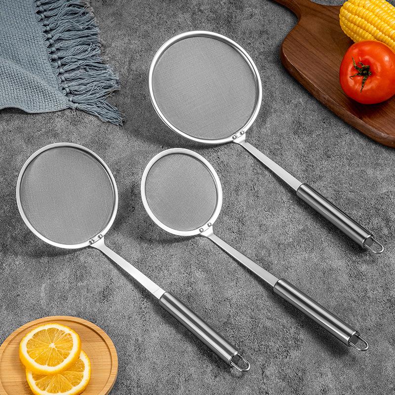 Stainless steel strainer, strainer, ultra-fine household kitchen hot pot oil skimping, fine net, oil strainer spoon, foaming strainer spoon