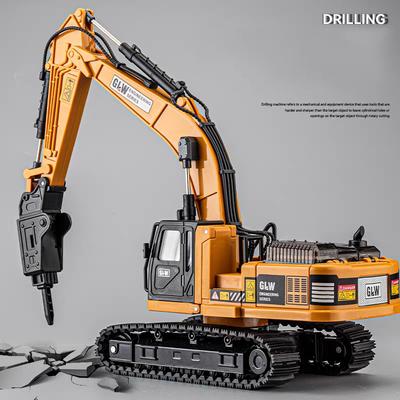 Drilling Machine Alloy+Plastic Diecast Toy Model Engineering Sound Light Pull Back Construction Collection Gifts For Children