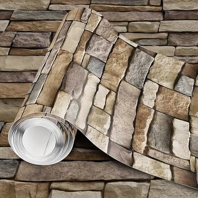 Waterproof Vinyl Self-Adhesive Brick Stone Wallpaper Peel and Stick Living Room Kitchen Bedroom Dorm Decor Furniture Renovation