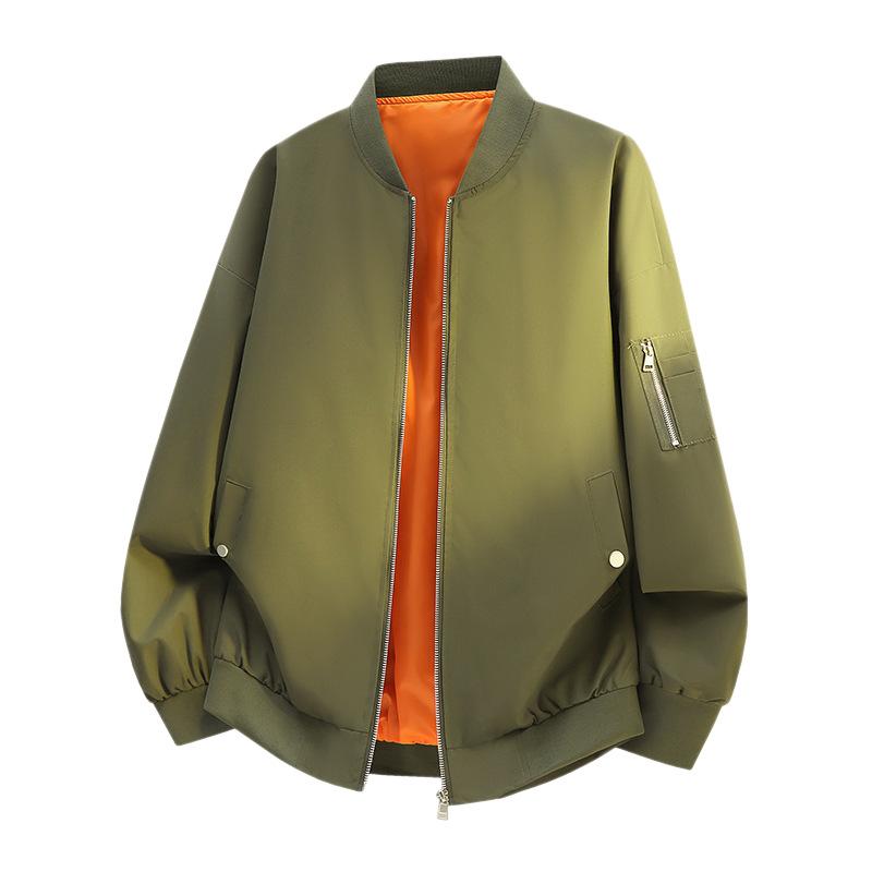 Trend street baseball collar jacket men's spring and autumn new loose casual versatile jacket youth stand-up collar zipper jacket