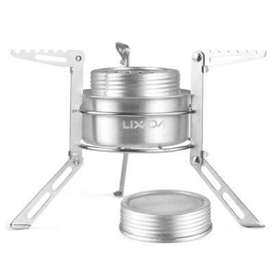 Mini Backpacking Stove with 100ml Aluminum Alcohol Burner and Stainless Steel Folding Stand for