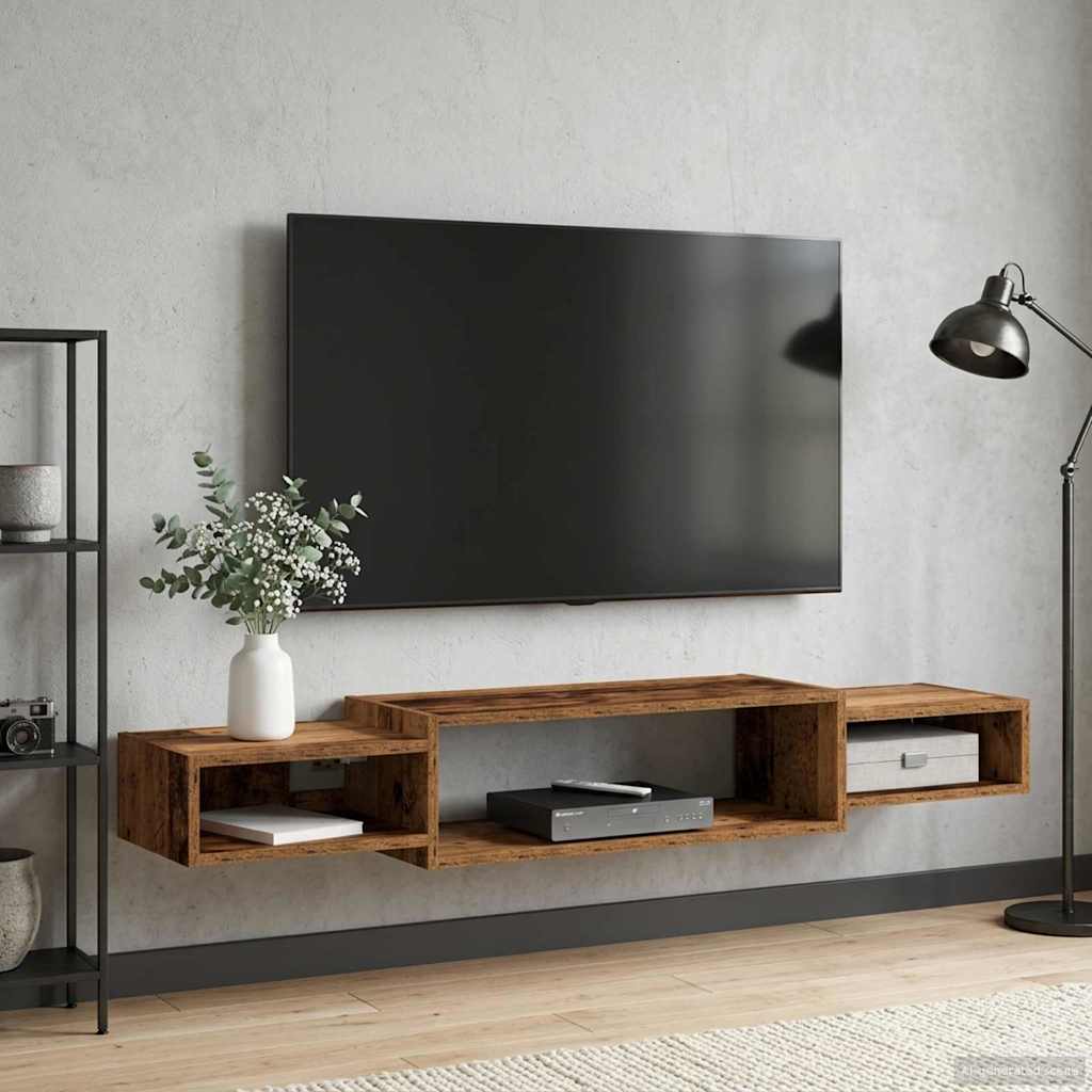 Wall Mounted TV Cabinet Wall Bracket Reclaimed Wood