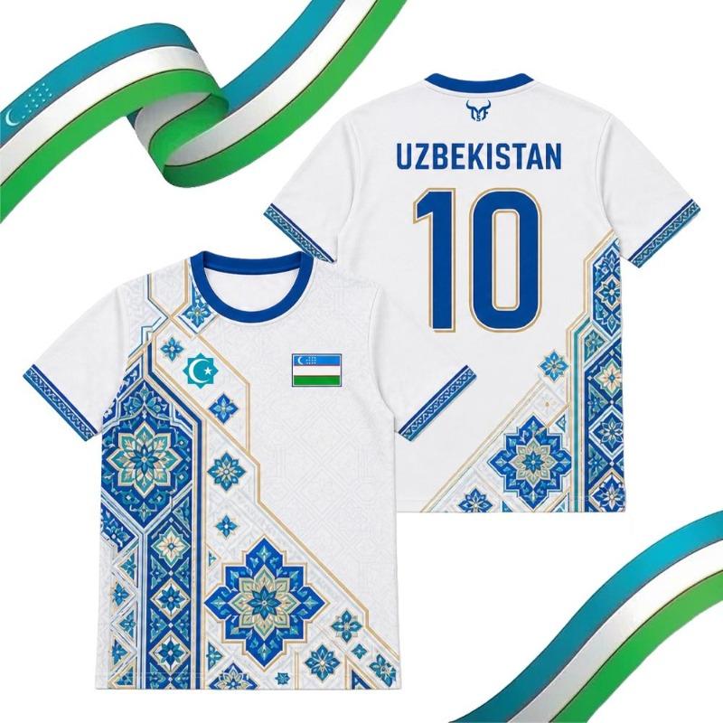 Uzbekistan Flag Print Football Jersey Men s And Breathable Training Uniform T-shirt Traditional Graphic O-neck Top S
