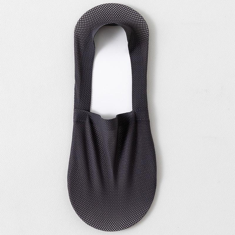 Men's Summer Breathable Mesh No-Show Socks: Ice Silk, Non-Slip, Sweat-Absorbent, Cotton Bottom, No Heel Drop