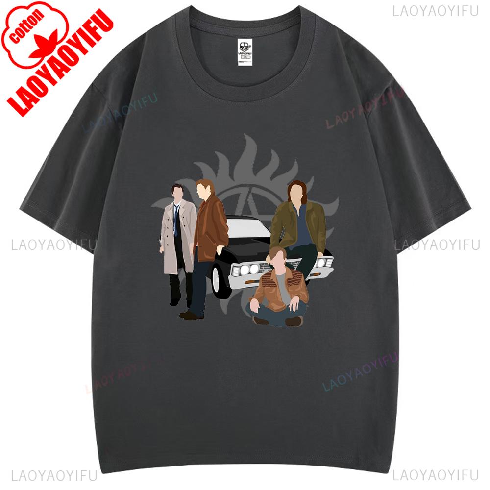 

Family Don t End with Blood Supernatural Graphic T Shirts Woman Man Comfortable High Quality Cotton T-shirt Fashion Streetwear 4XL
