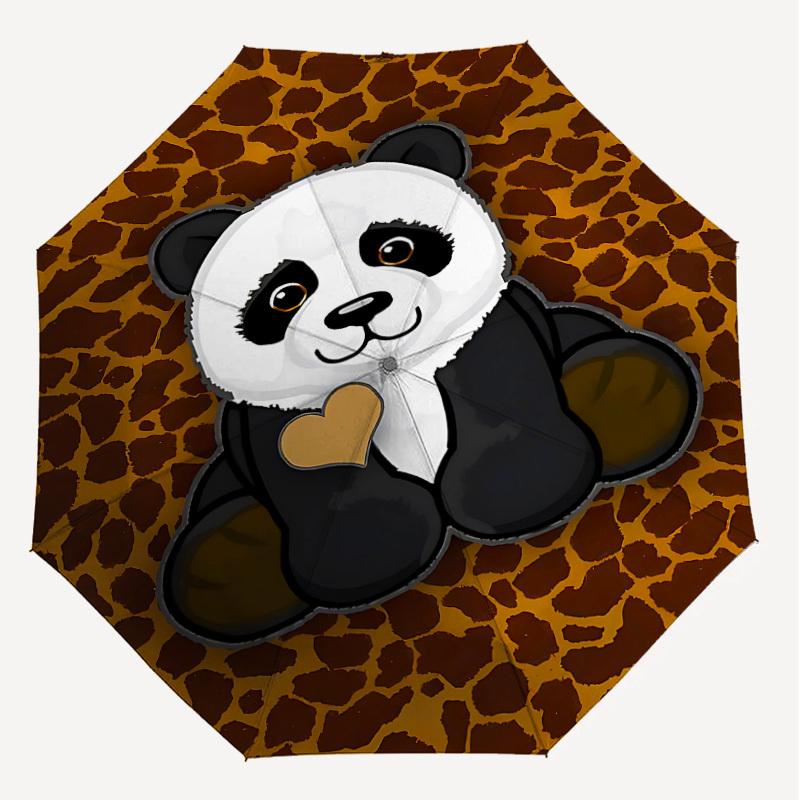 1PC Panda Heart Umbrella-8-Rib Reinforced, Automatic Open, Lightweight & Durable, Cute Fashion Accessory for Outdoor-P79