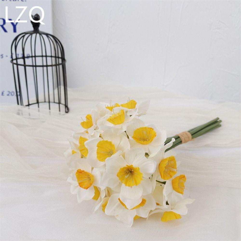 

6 шт./пучок Красивый искусственный цветок нарцисса Домашний декор Искусственный цветок белый