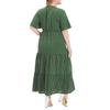 Robe Femme Grande Taille Col V Manches Courtes Volants Empiècement Ourlet Fluide Robe Midi Imprimé Pois Robe Formelle Tenue Quotidienne
