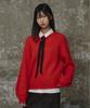 ERER Balloon Sleeve Scallop Knit Red