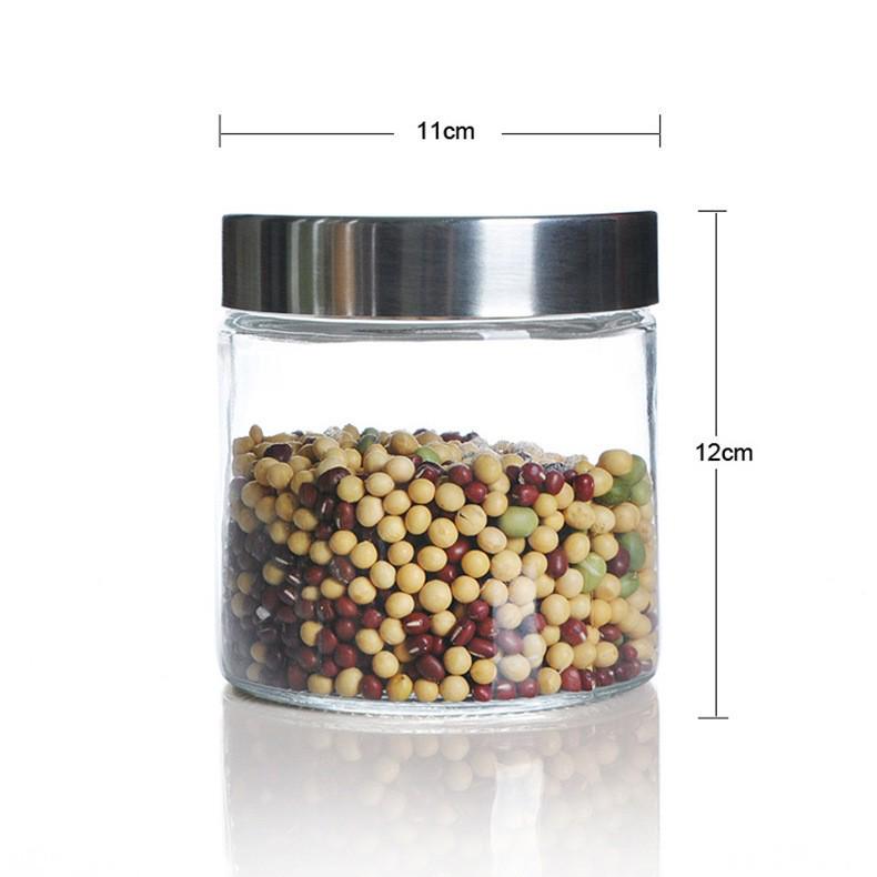 Прозрачная стеклянная банка для чая с крышкой из нержавеющей стали для хранения сухих продуктов 1600₽