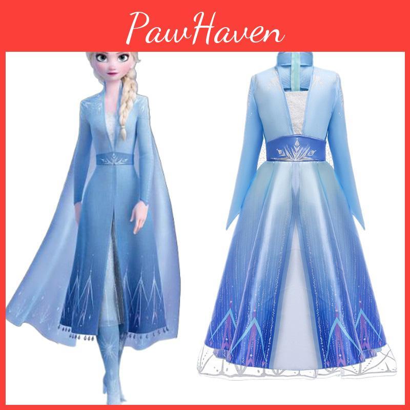 Exquisite Long Sleeve Frozen 2 Elsa Dress Snow Queen Cosplay Costume For Girls 3-10