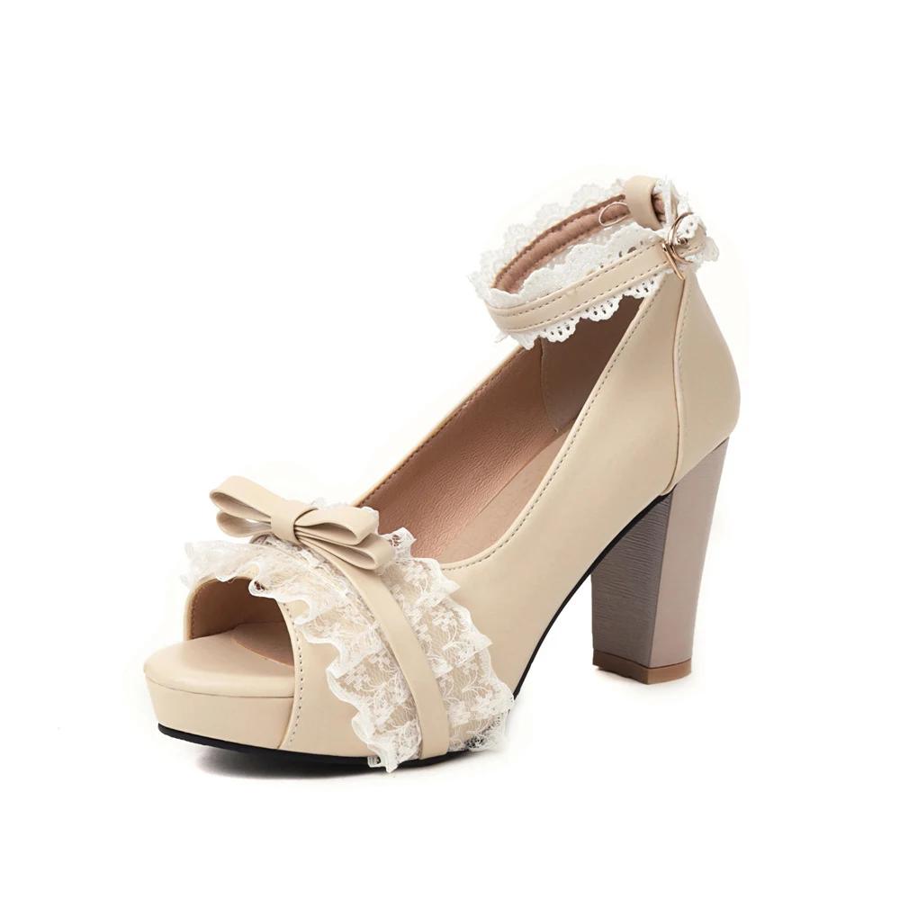 Fashion Women Summer Tacones Altos Lace Mesh Pumps Fish Mouth High Heels Lady Platform Sandals Evening Dress Wedding Shoes Femal  32-46