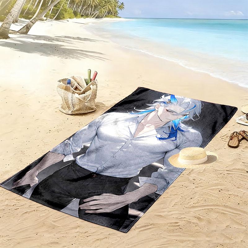 Genshin Print Beach Towel, Large Soft Quick Dry Towel for Beach Camping Swimming