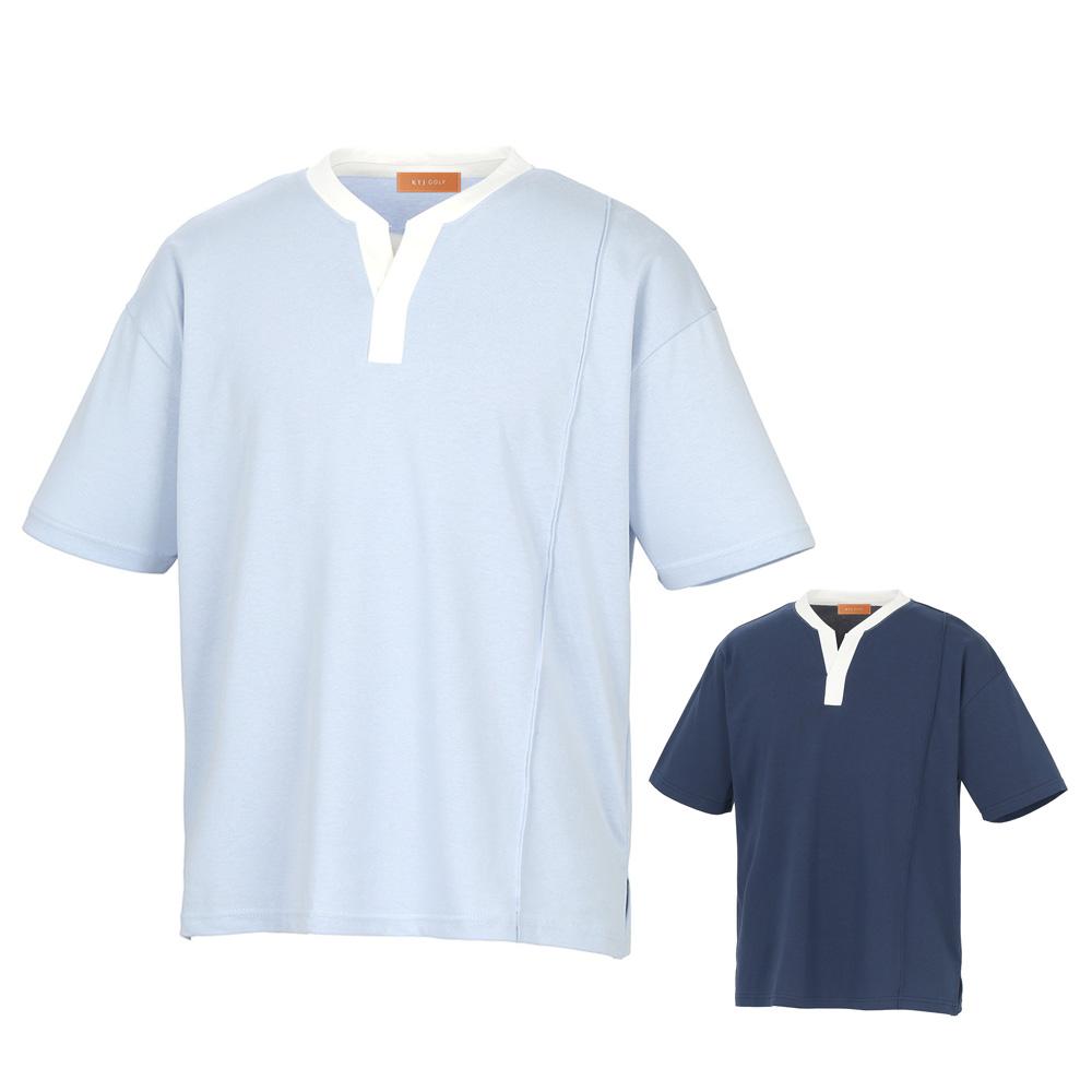 KIM YOUNG JOO GOLF Summer Coolon Dri-Fit Y-Neck Henley Neck Spandex Men'S Golf T-Shirt Dpmmts91