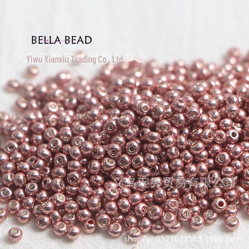 Handmade 2/3mm Gold Electroplated Glass Rice Beads for DIY Jewelry