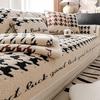 Foreign Trade New Thousand Bird Grid Sofa Cushion Winter Thickened Plush Seat Cushion High-Grade Non-Slip Leather Sofa Cover Cover Cloth