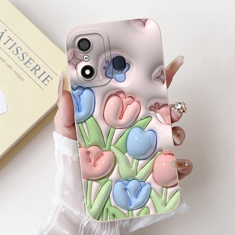 For Itel A27 A48 A25 A35 A48 A60 A60s A70 A04 Case Aesthetic Cartoon Panda Rabbit Pattern Camera Protection Matte Soft Cover